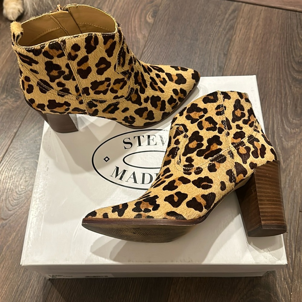 Steve Madden Leopard Print Heel Boots, Size 6 w/ Box